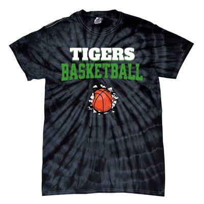 Tigers Basketball Ball Thru Wall Tie-Dye T-Shirt