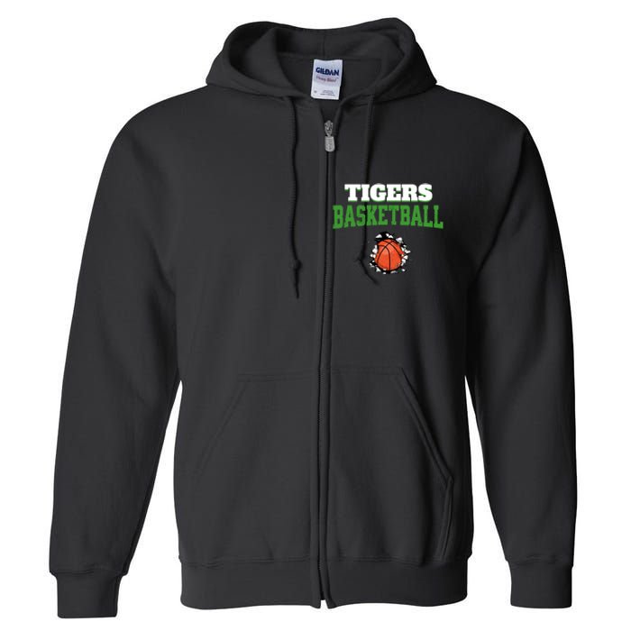 Tigers Basketball Ball Thru Wall Full Zip Hoodie