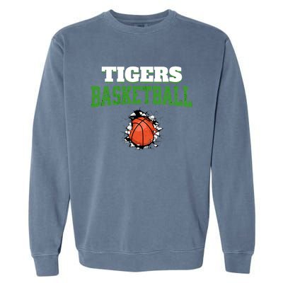 Tigers Basketball Ball Thru Wall Garment-Dyed Sweatshirt