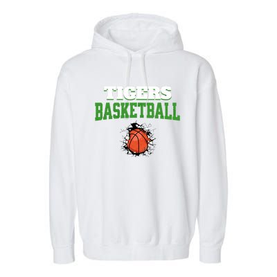 Tigers Basketball Ball Thru Wall Garment-Dyed Fleece Hoodie