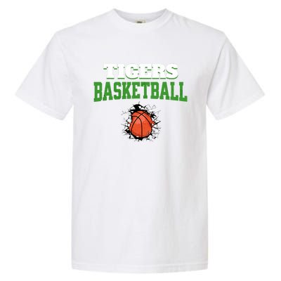 Tigers Basketball Ball Thru Wall Garment-Dyed Heavyweight T-Shirt