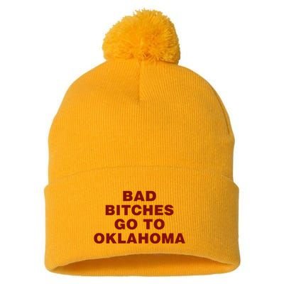Trankie Bad Bitches Go To Oklahoma Pom Pom 12in Knit Beanie