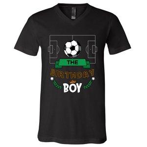 The Birthday Boy Soccer Theme Matching Family Party V-Neck T-Shirt