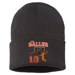 This Basketball Baller Is Now 10 Years Old Happy My Birthday Sustainable Knit Beanie