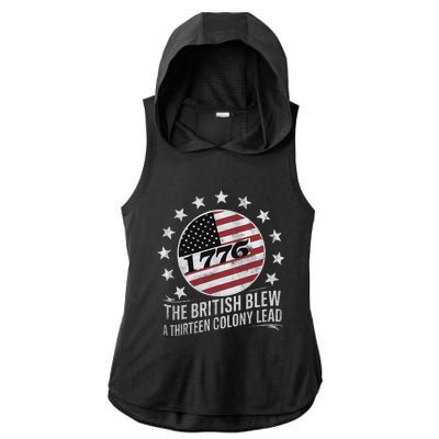 The British Blew A 13 Colony Lead Funny 4th Of July Ladies PosiCharge Tri-Blend Wicking Draft Hoodie Tank