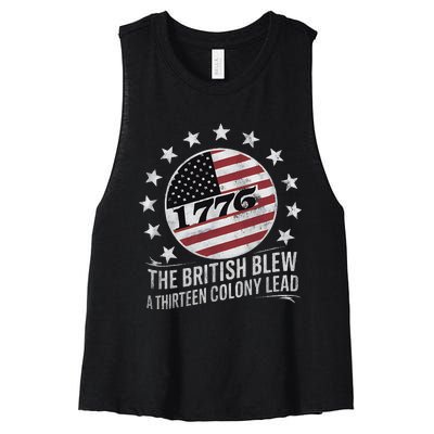 The British Blew A 13 Colony Lead Funny 4th Of July Women's Racerback Cropped Tank