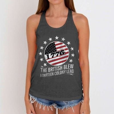 The British Blew A 13 Colony Lead Funny 4th Of July Women's Knotted Racerback Tank