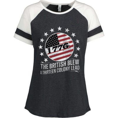 The British Blew A 13 Colony Lead Funny 4th Of July Enza Ladies Jersey Colorblock Tee