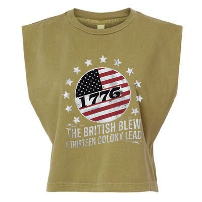 The British Blew A 13 Colony Lead Funny 4th Of July Garment-Dyed Women's Muscle Tee