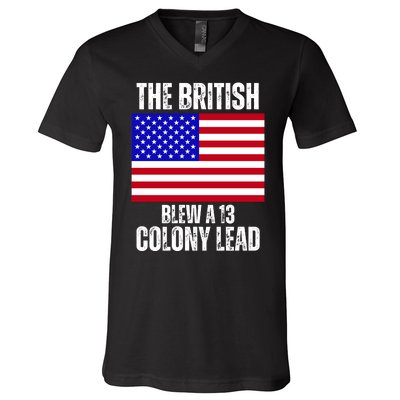 The British Blew A 13 Colony Lead Funny V-Neck T-Shirt