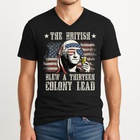The British Blew A 13 Colony Lead 4th Of July V-Neck T-Shirt