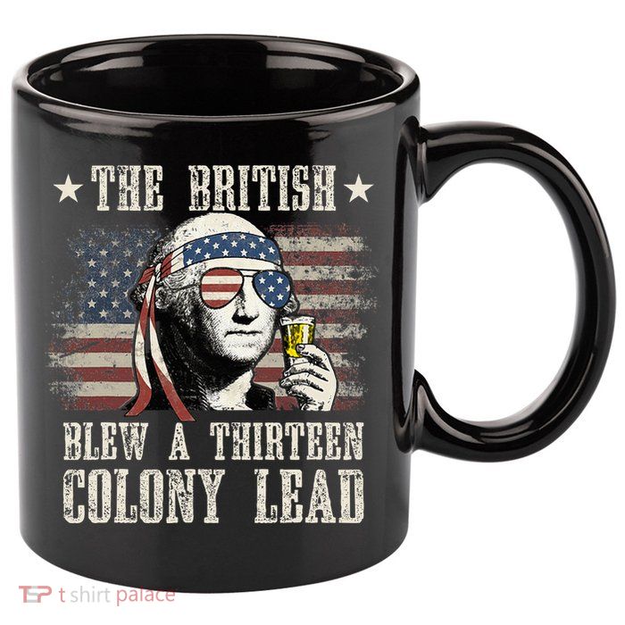 The British Blew A 13 Colony Lead 4th Of July 11oz C Handle Ceramic Mug