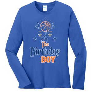 The Birthday Basketball Theme Matching Family Party Gift Ladies Long Sleeve Shirt