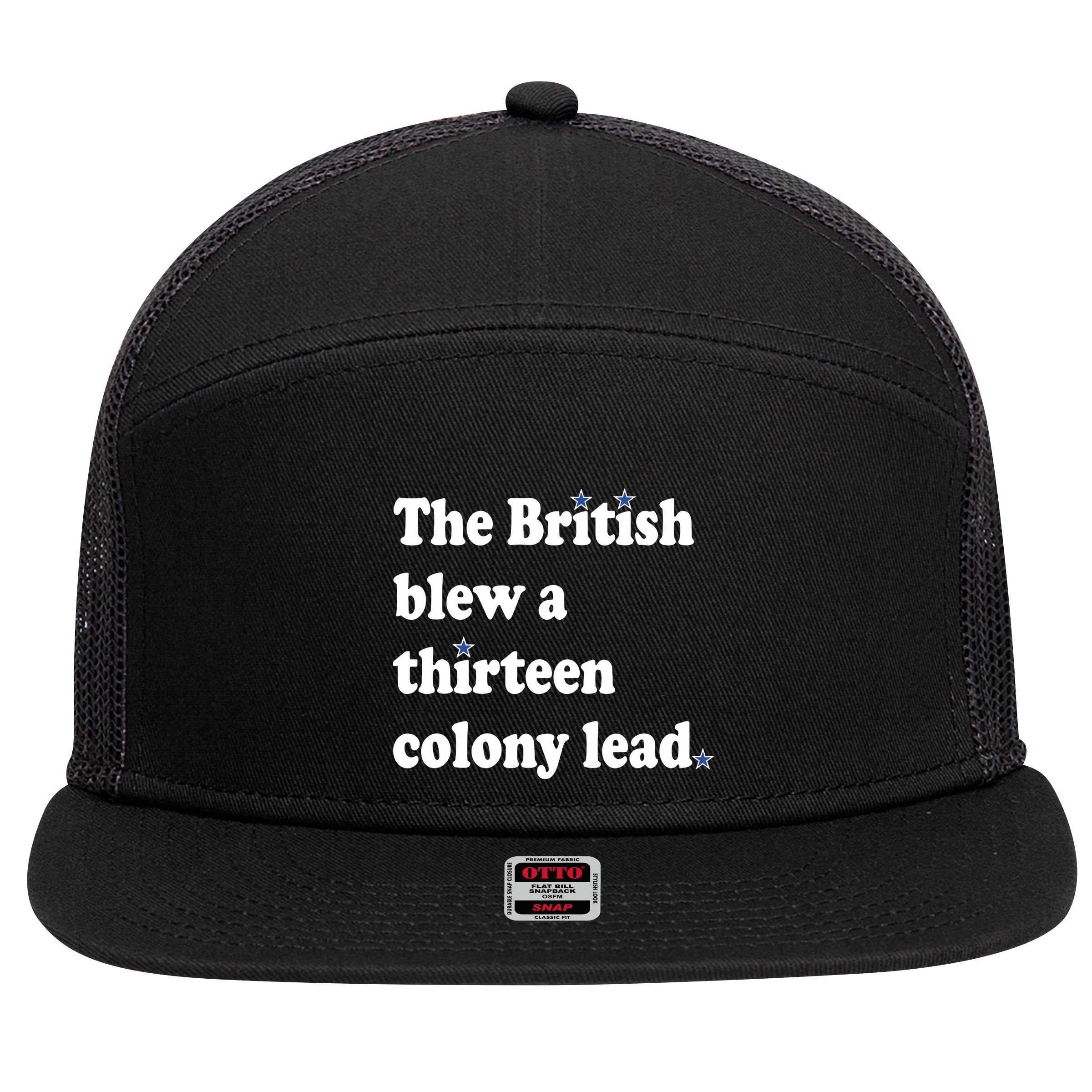 The British Blew A Thirteen Colony Lead 7 Panel Mesh Trucker Snapback Hat