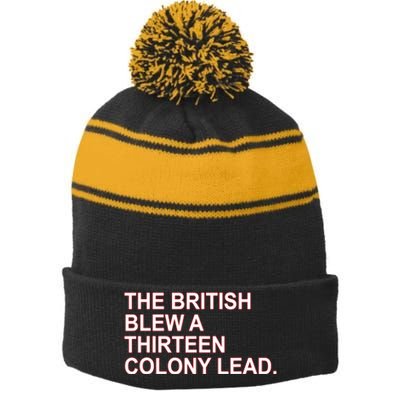 The British Blew A Thirteen Colony Lead Stripe Pom Pom Beanie