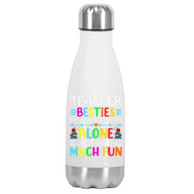 Teacher Besties Because Going Crazy Alone Is Not Fun Stainless Steel Insulated Water Bottle