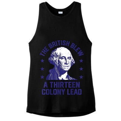The British Blew A 13 Colony Lead Retro Us George Washington Ladies PosiCharge Tri-Blend Wicking Tank