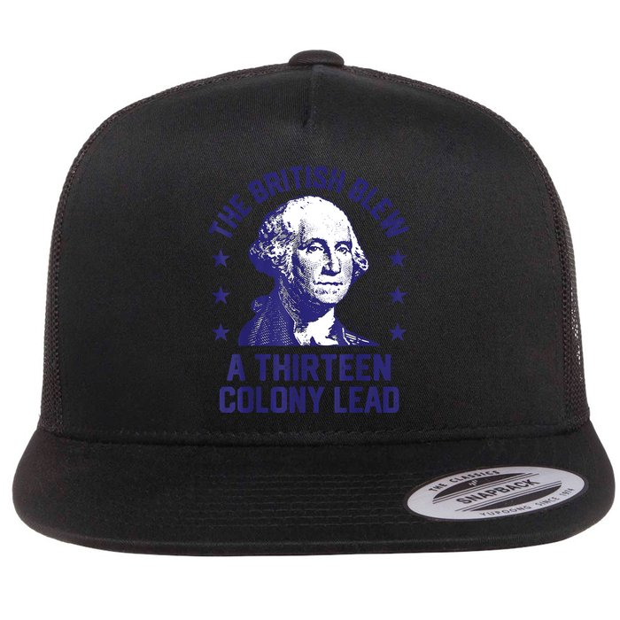 The British Blew A 13 Colony Lead Retro Us George Washington Flat Bill Trucker Hat