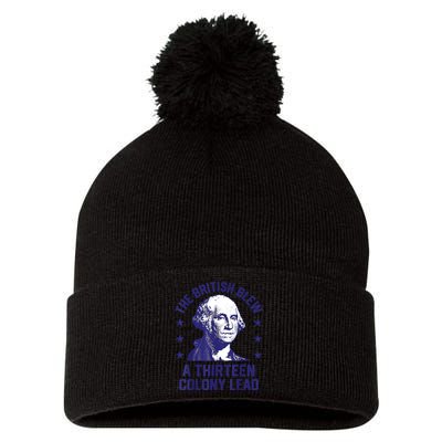 The British Blew A 13 Colony Lead Retro Us George Washington Pom Pom 12in Knit Beanie