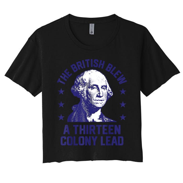 The British Blew A 13 Colony Lead Retro Us George Washington Women's Crop Top Tee