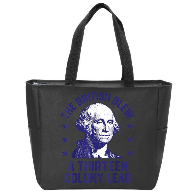 The British Blew A 13 Colony Lead Retro Us George Washington Zip Tote Bag