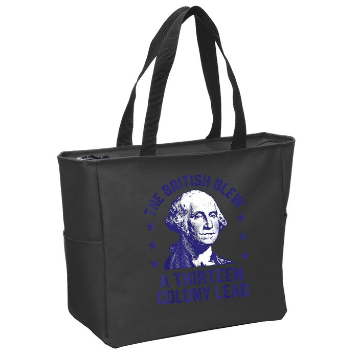 The British Blew A 13 Colony Lead Retro Us George Washington Zip Tote Bag