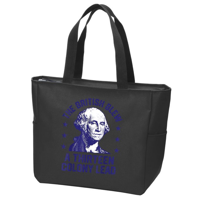 The British Blew A 13 Colony Lead Retro Us George Washington Zip Tote Bag