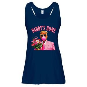 Trump Blowing Bubble Holding Flowers Pin.K DaddyS Home Ladies Essential Flowy Tank