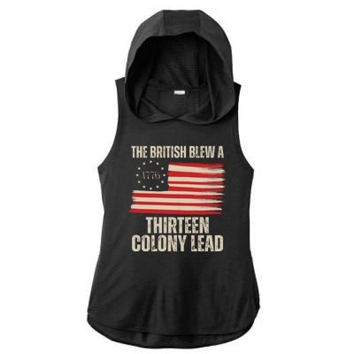 The British Blew A 13 Colony Lead Funny 4th Of July Ladies PosiCharge Tri-Blend Wicking Draft Hoodie Tank