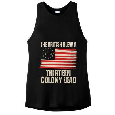 The British Blew A 13 Colony Lead Funny 4th Of July Ladies PosiCharge Tri-Blend Wicking Tank