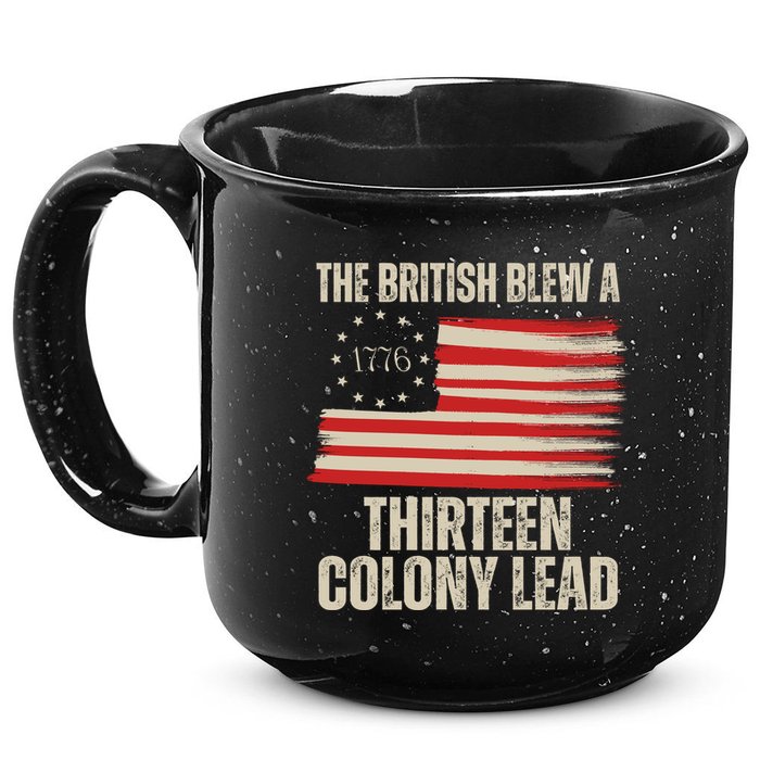 The British Blew A 13 Colony Lead Funny 4th Of July 15oz Campfire Ceramic Mug