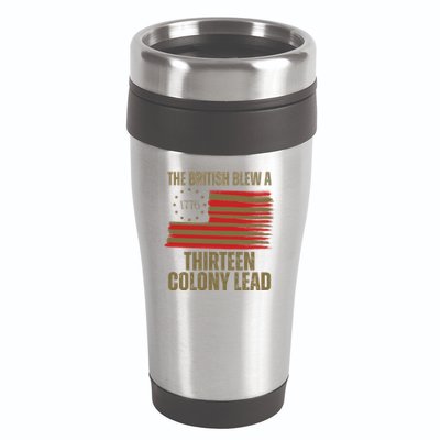 The British Blew A 13 Colony Lead Funny 4th Of July 16oz Travel Tumbler