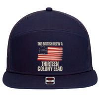 The British Blew A 13 Colony Lead Funny 4th Of July 7 Panel Mesh Trucker Snapback Hat