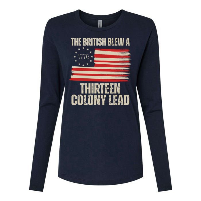 The British Blew A 13 Colony Lead Funny 4th Of July Womens Cotton Relaxed Long Sleeve T-Shirt