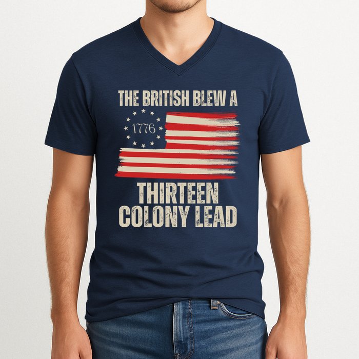 The British Blew A 13 Colony Lead Funny 4th Of July V-Neck T-Shirt