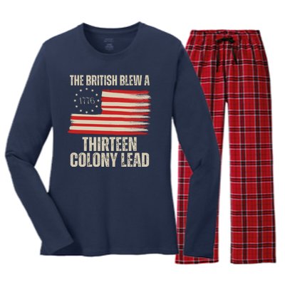 The British Blew A 13 Colony Lead Funny 4th Of July Women's Long Sleeve Flannel Pajama Set 