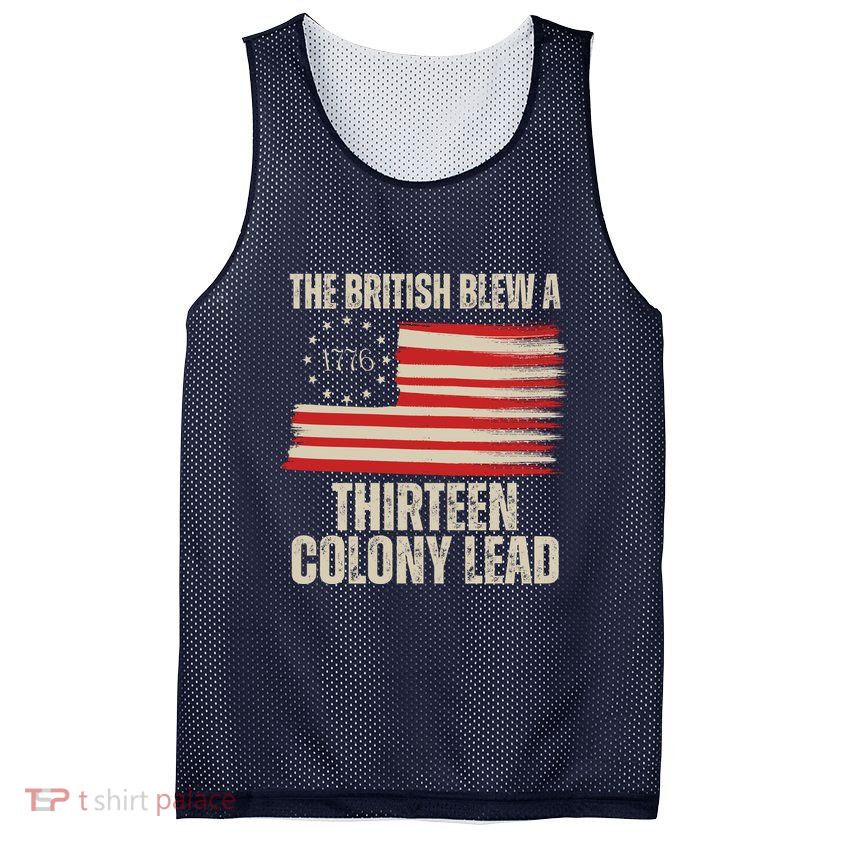 The British Blew A 13 Colony Lead Funny 4th Of July Mesh Reversible Basketball Jersey Tank