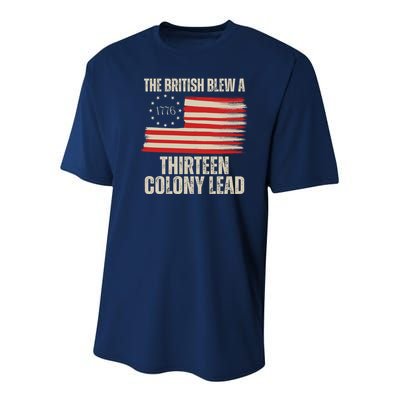 The British Blew A 13 Colony Lead Funny 4th Of July Youth Performance Sprint T-Shirt