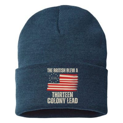 The British Blew A 13 Colony Lead Funny 4th Of July Sustainable Knit Beanie