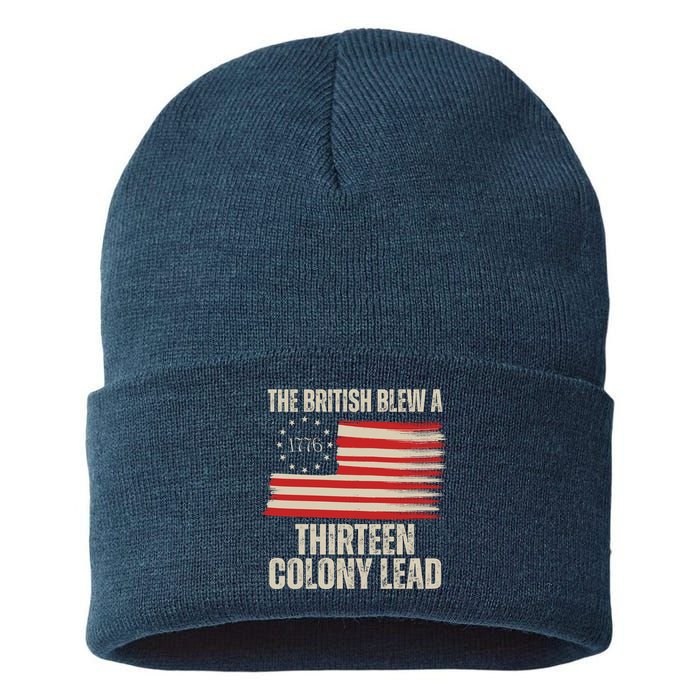 The British Blew A 13 Colony Lead Funny 4th Of July Sustainable Knit Beanie