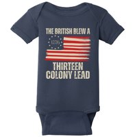 The British Blew A 13 Colony Lead Funny 4th Of July Baby Bodysuit