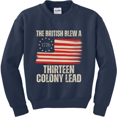The British Blew A 13 Colony Lead Funny 4th Of July Kids Sweatshirt