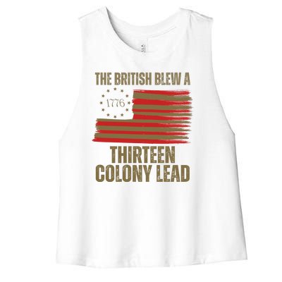 The British Blew A 13 Colony Lead Funny 4th Of July Women's Racerback Cropped Tank