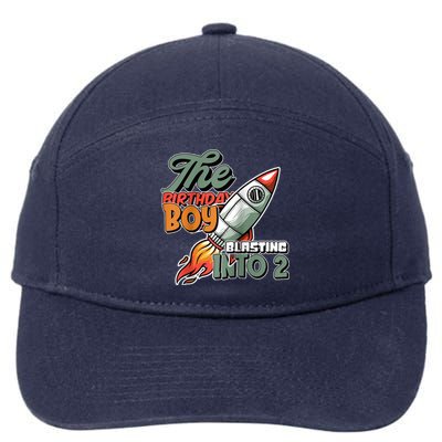 The Birthday Boy Blasting Into 2 Rocket Space Raglan Baseball 7-Panel Snapback Hat