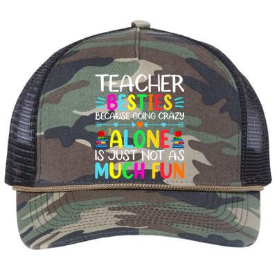 Teacher Besties Because Going Crazy Alone Is Not Fun Retro Rope Trucker Hat Cap