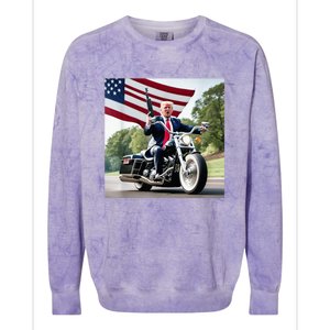 Trump Biker Badass Colorblast Crewneck Sweatshirt