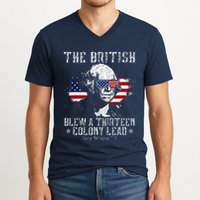 The British Blew A Thirteen Colony Lead 13 1776 4th Of July V-Neck T-Shirt