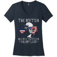 The British Blew A Thirteen Colony Lead 13 1776 4th Of July Women's V-Neck T-Shirt