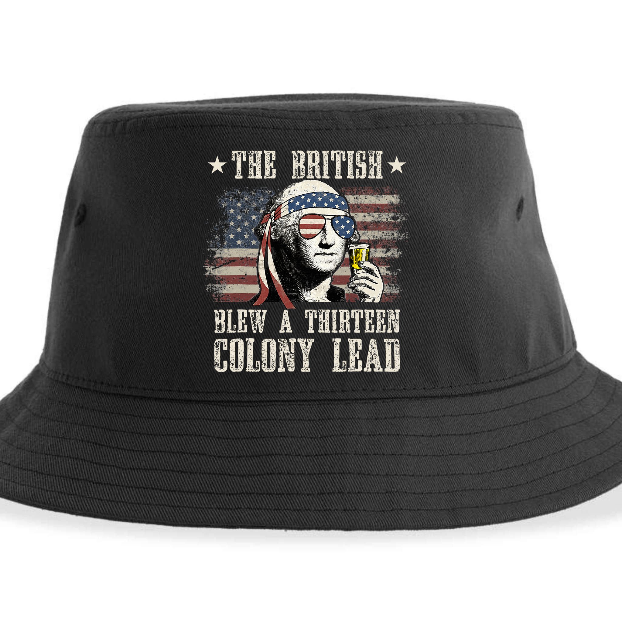 The British Blew A 13 Colony Lead 4th Of July Us Flag Sustainable Bucket Hat