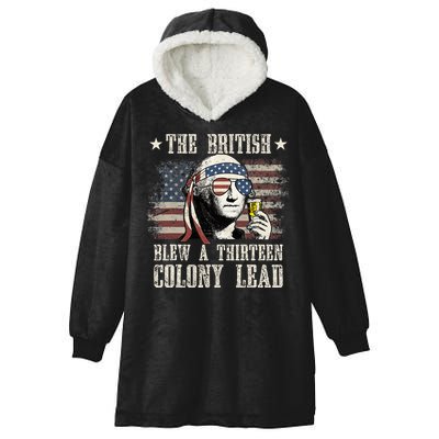 The British Blew A 13 Colony Lead 4th Of July Us Flag Hooded Wearable Blanket